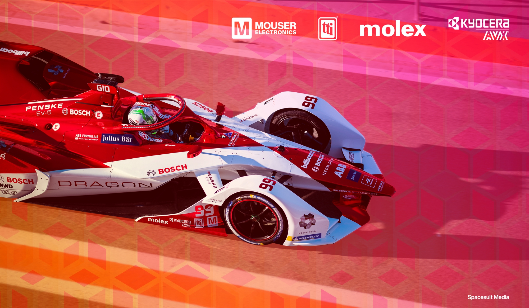 Mouser współpracuje z zespołem wyścigowym Formuły E DRAGON / PENSKE AUTOSPORT ósmy sezon z rzędu