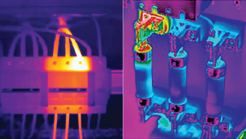 Obrazowanie termowizyjne może zapewnić dokładne odczyty temperatury w bezpiecznej odległości od rozdzielnicy.