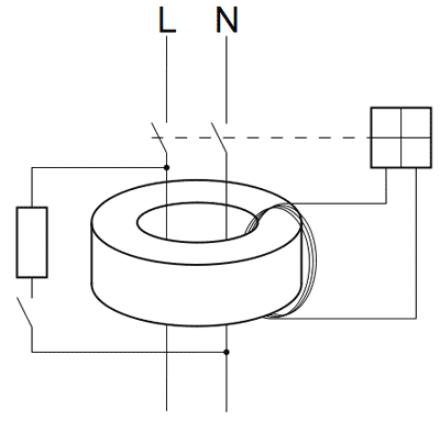 Schemat wyłącznika różnicowoprądowego