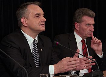 Waldemar Pawlak i Günther Oettinger