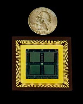 Prototypowy chip MicroGen zawiera 4 piezoelektryczne generatory.