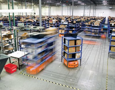 Roboty Kiva Systems w magazynie Amazon