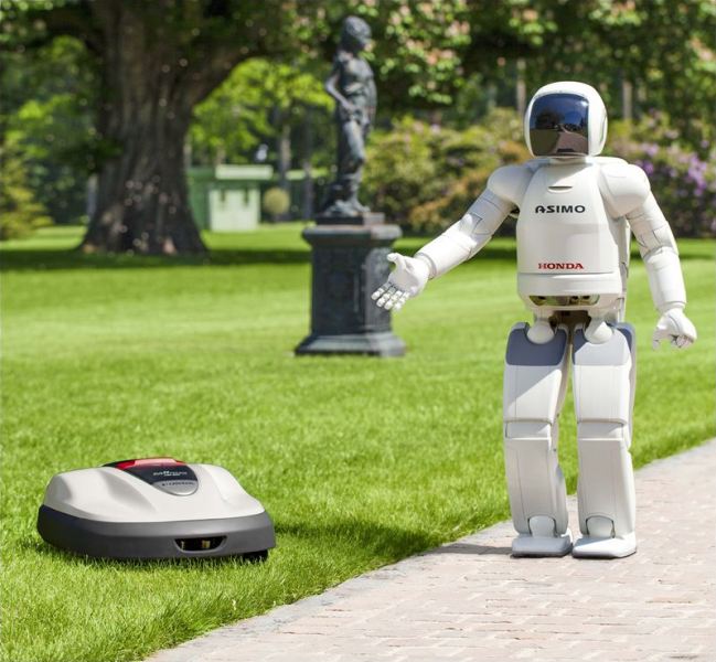 ASIMO przedstawia zrobotyzowaną kosiarkę Miimo