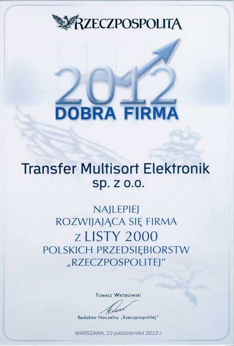 TME laureatem nagrody Dobra Firma 2012