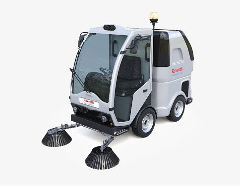 HET – High Efficiency Traction – na przykładzie zamiatarki ulic, umożliwia przełączanie automatyczne na tryb napęd na wszystkie koła przy zachowaniu wysokiej sprawności układu napędowego jazdy, fot. Bosch Rexroth