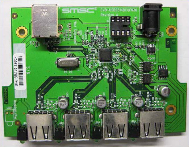Większość produktów SMSC posiada płytki ewaluacyjne, np. EVB-USB2514BC