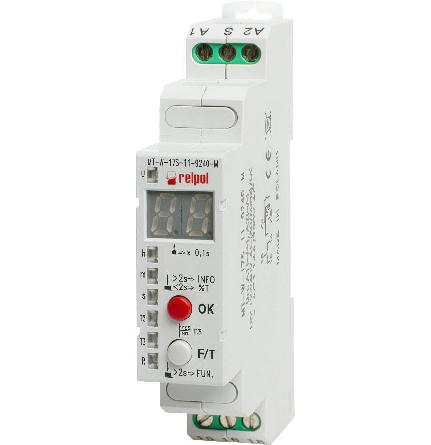 Przekaźnik czasowy  z wyświetlaczem LED i cyfrowymi nastawami MT-W-17S-11-9240