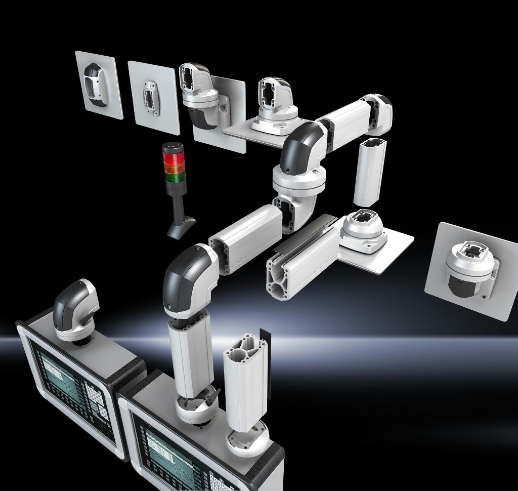 Automatycznym wyrównaniem potencjałów nowego systemu ramienia nośnego CP 60/120/180 Rittal zamyka niebezpieczną lukę bezpieczeństwa na stanowisku człowiek-maszyna.