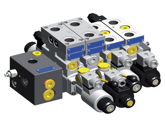 Rozdzielacz wielosekcyjny typu ED z sekcjami w układzie LUDV