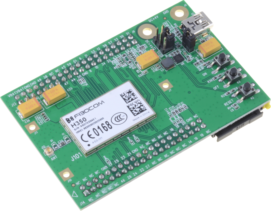 Płytka PCB z modułem FIBOCOM ADAPTOR H350