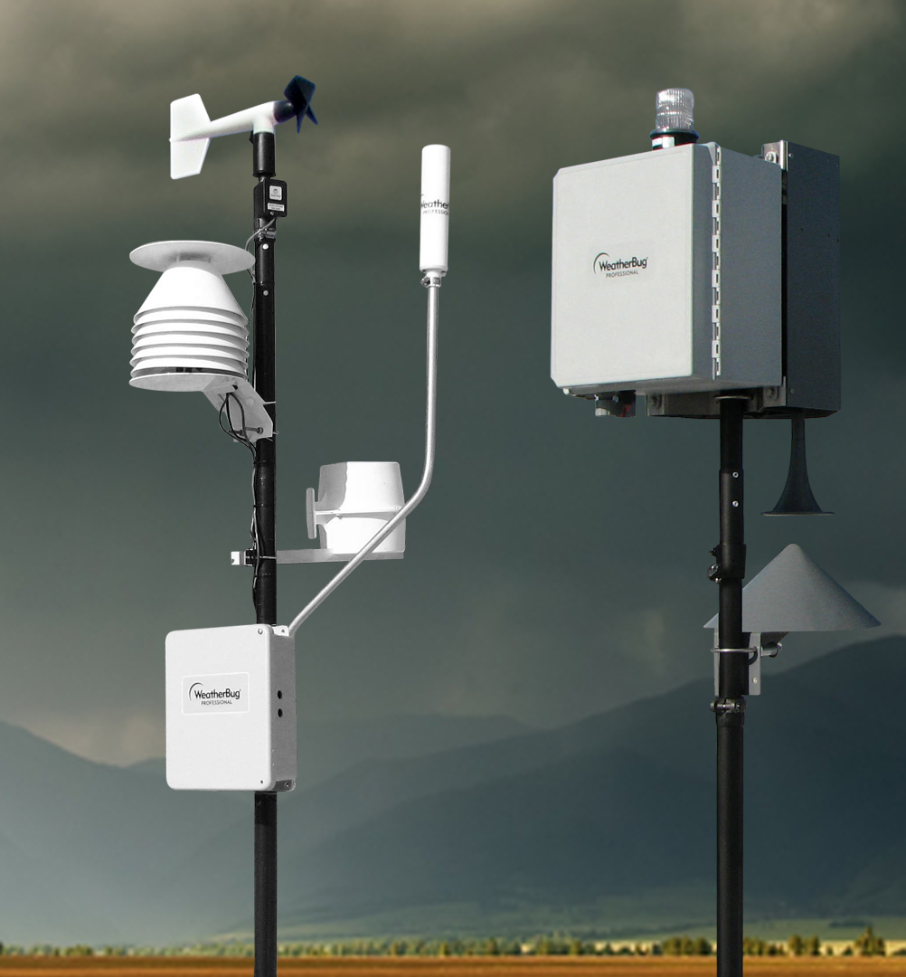 Stacja pogodowa WeatherBug wykorzystująca kompleksową sieć czujników wykrywających wyładowania atmosferyczne