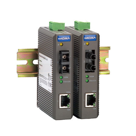Konwerter skrętka-światłowód MOXA IMC-21 do zastosowań przemysłowych