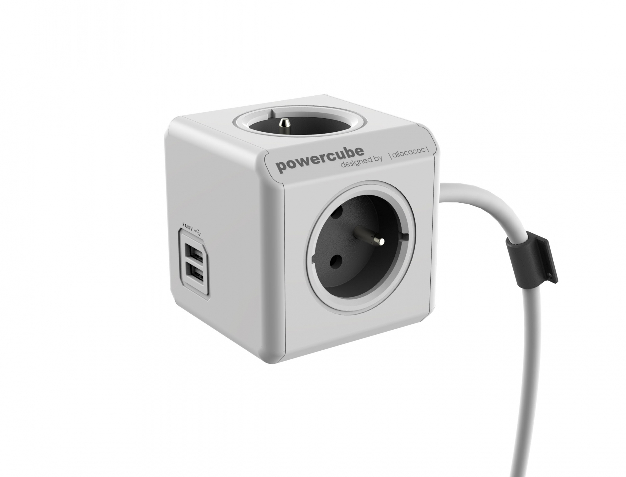 PowerCube to kompaktowe połączenie listwy zasilającej z ładowarką USB