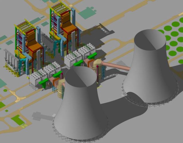 Wizualizacja bloków 2 x 900 MW dla Elektrowni Opole