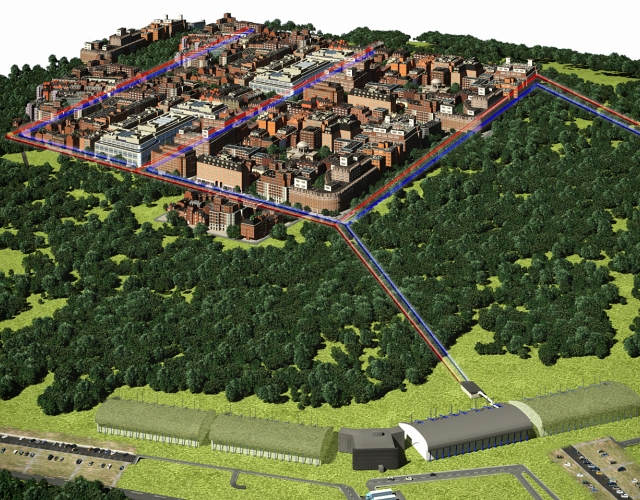 Rysunek poglądowy przesyłu ciepła odpadowego z serwerowni