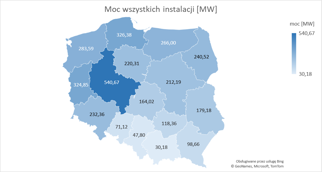 Mapa nasłonecznienia Polski