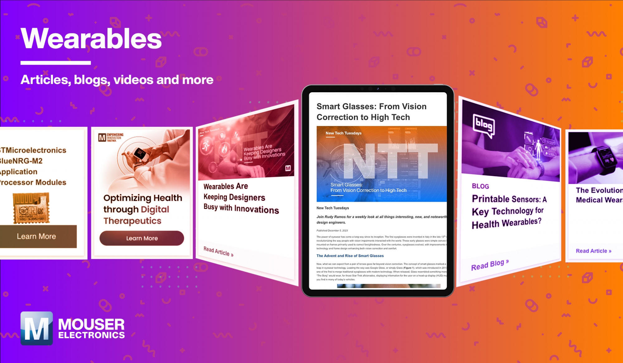 Kompleksowe centrum zasobów Mouser Electronics dla inżynierów tworzących urządzenia do noszenia