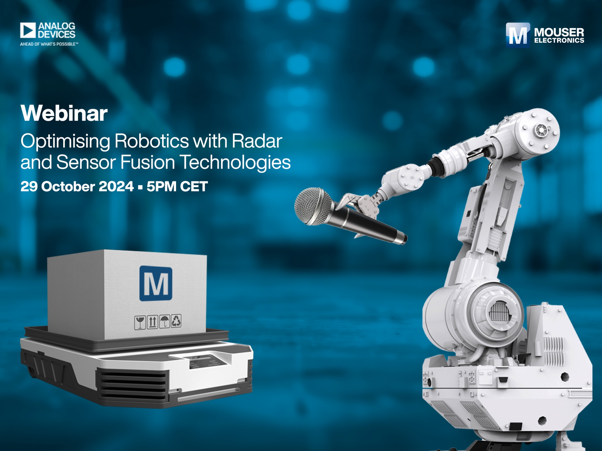 Mouser Electronics and Analog Devices prowadzi webinarium na temat wykorzystania radarów i czujników do udoskonalania rozwiązań robotycznych