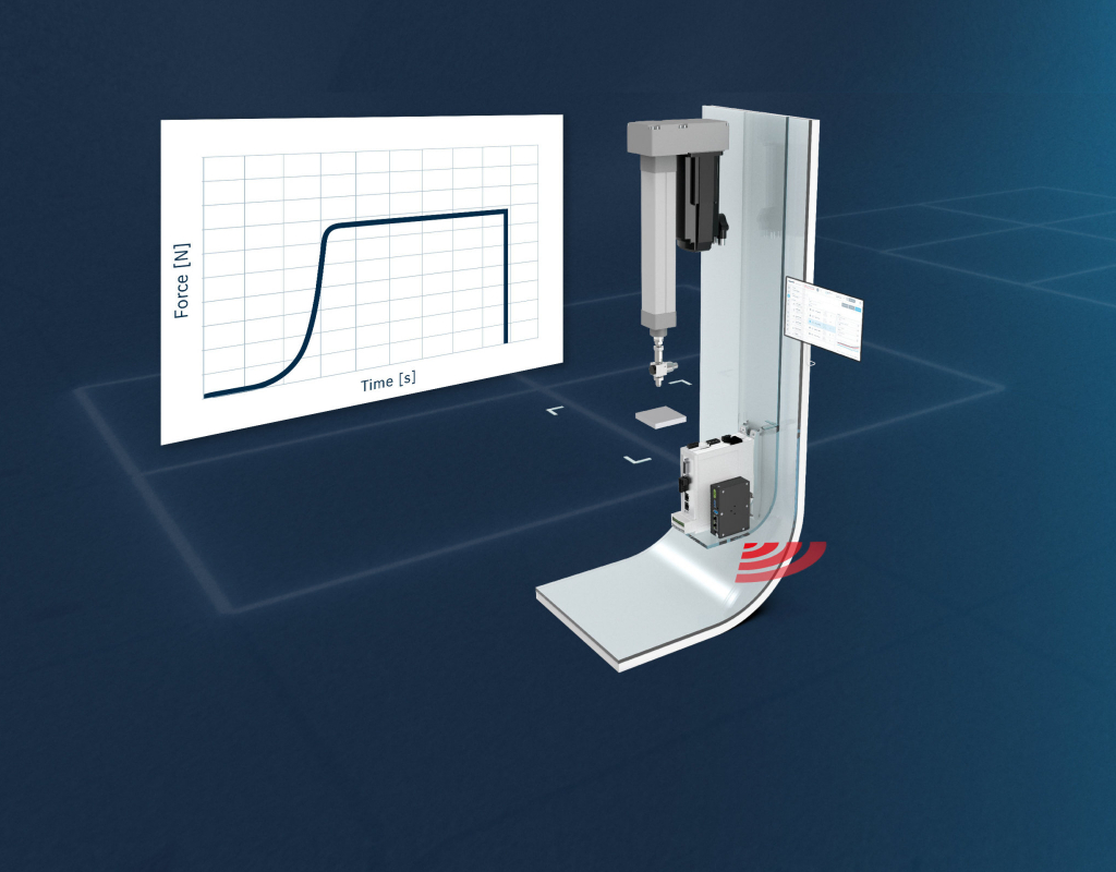 Elastyczna serwoprasa: procesy z funkcją kontroli siły można teraz wdrażać szybko, łatwo i bezpiecznie za pomocą pakietu Smart Function Kit Pressing. (Zdjęcie: Bosch Rexroth AG)